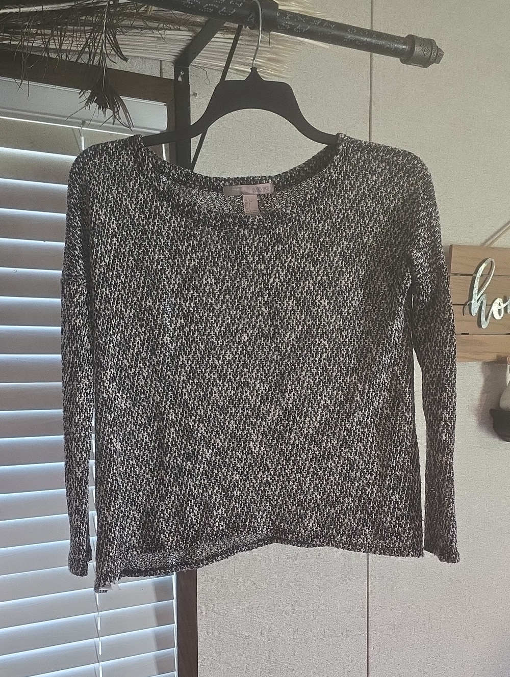 Forever 21 Black and White Marled Crewneck Sweater